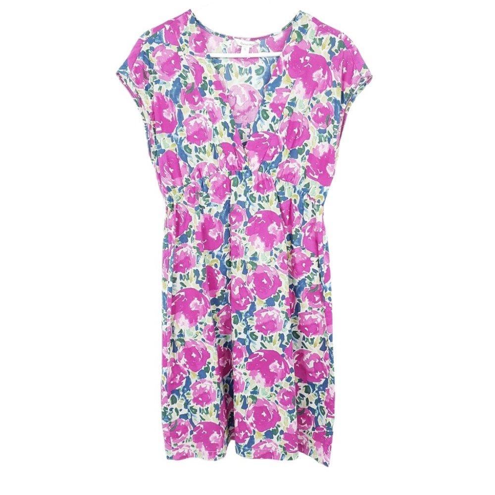 Garnet Hill Idylwilde Voile Dress Pink and Green Floral Cotton Women's 6